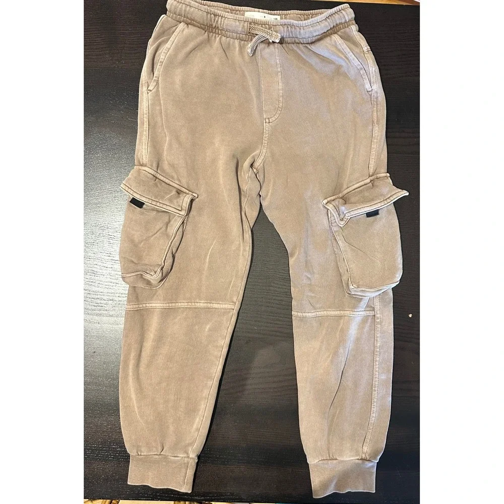 Zara Boys Tan Acid Wash Cargo Jogger Pants Size 8